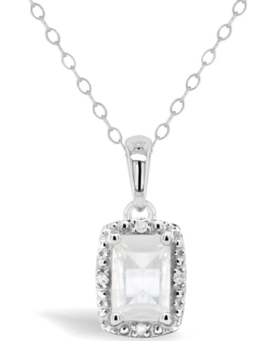 MACY'S GEMSTONE AND DIAMOND ACCENT PENDANT NECKLACE IN STERLING SILVER 