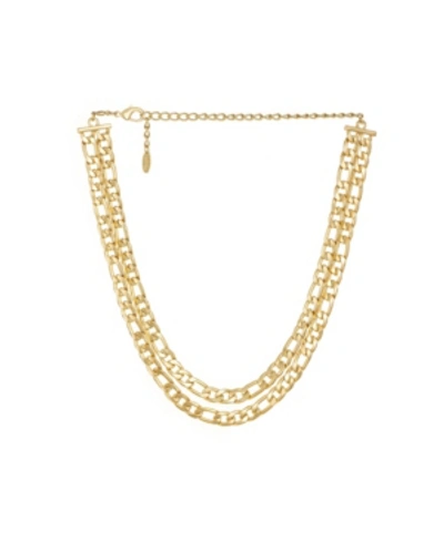 Shop Ettika Double Gold Plated Figaro Chain Link Necklace