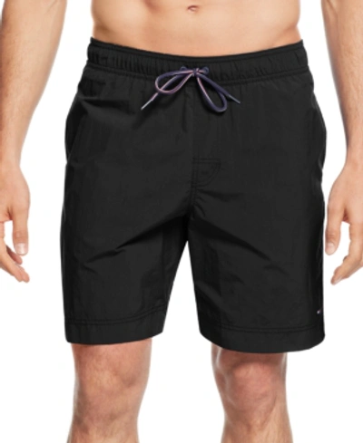 Shop Tommy Hilfiger Men's Big & Tall 9.5" Solid Swim Trunks In Deep Black