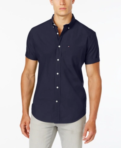 Shop Tommy Hilfiger Men's Maxwell Short-sleeve Button-down Classic Fit Shirt, Created For Macy's In Blue Bell-pt