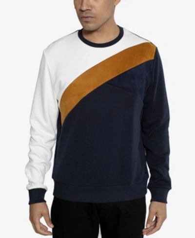 Shop Sean John Color Texture Blocked Men's Sweatshirt In Cream