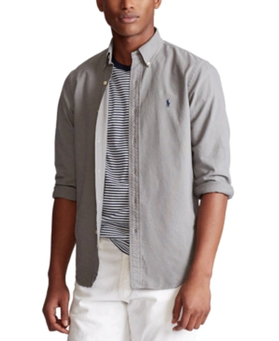 Shop Polo Ralph Lauren Men's Garment-dyed Oxford Shirt In Perfect Grey