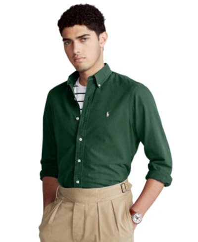 Shop Polo Ralph Lauren Men's Garment-dyed Oxford Shirt In Fairway Green