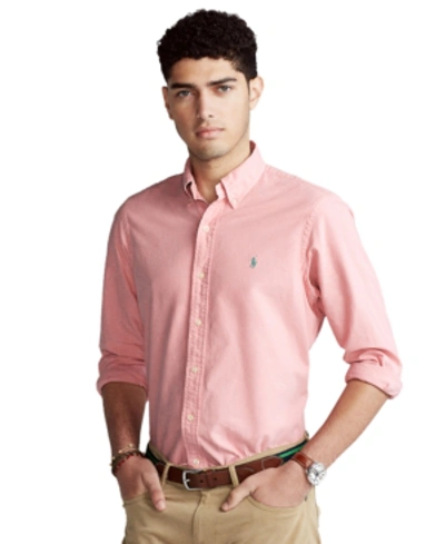 Shop Polo Ralph Lauren Men's Garment-dyed Oxford Shirt In Italian Pink