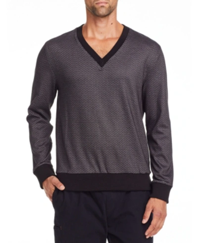 Shop Tallia Men's Slim Fit Grey Zig Zag V Neck Sweater And A Free Face Mask With Purchase