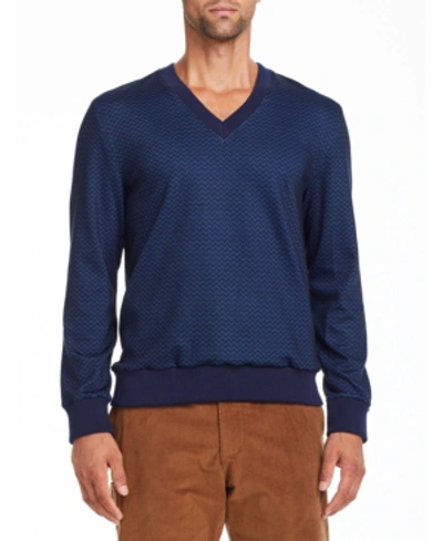 Shop Tallia Men's Slim Fit Navy Zigzag V Neck Sweater And A Free Face Mask With Purchase