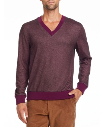 Shop Tallia Men's Slim Fit Burgundy V Neck Sweater And A Free Face Mask With Purchase