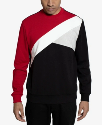 Shop Sean John Color Texture Blocked Men's Sweatshirt In Cherry