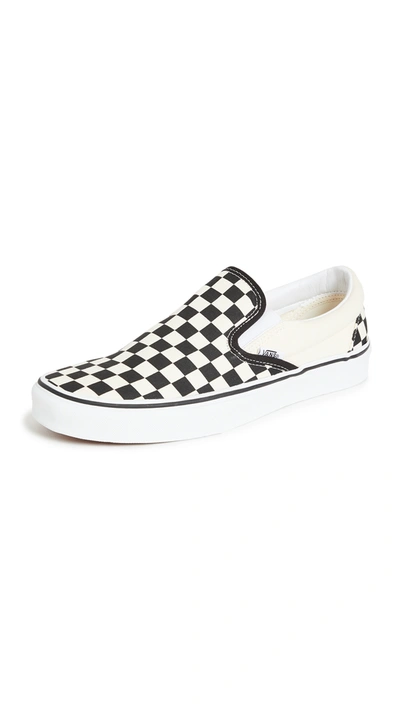 Shop Vans Classic Slip On Sneakers Black & White Checkerboard/wh 7.5