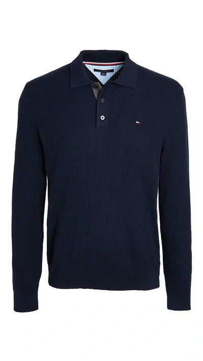 Shop Tommy Hilfiger Textured Polo In Sky Captain
