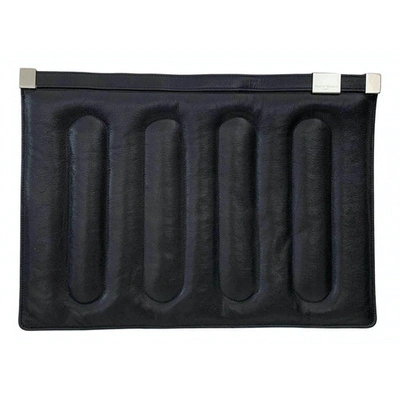 Pre-owned Maison Margiela Leather Clutch Bag In Black