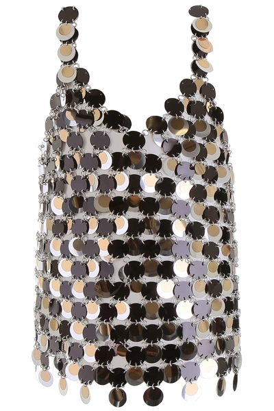 Shop Paco Rabanne Sequins Top In Black Silver Light Gold