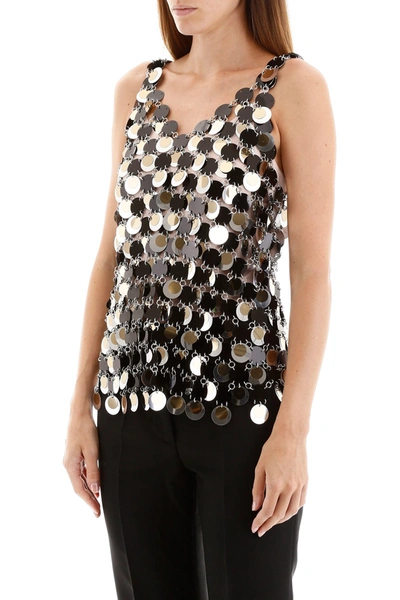 Shop Paco Rabanne Sequins Top In Black Silver Light Gold