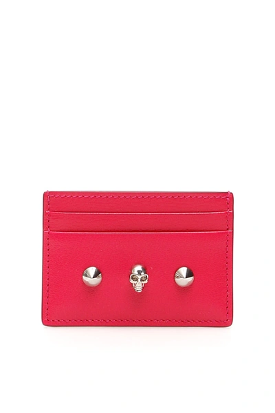 Shop Alexander Mcqueen Skull Credit Card Holder In Orchid Pink New Red