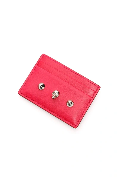 Shop Alexander Mcqueen Skull Credit Card Holder In Orchid Pink New Red