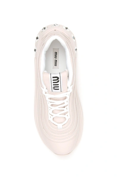 Shop Miu Miu Crystal-embellished Sneakers In Opale
