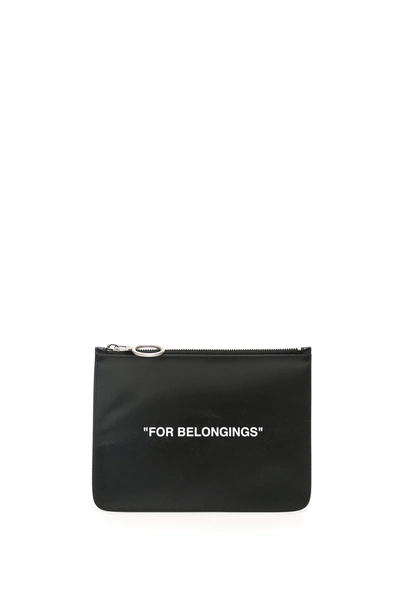 Shop Off-white Quote Flat Pouch In Black White
