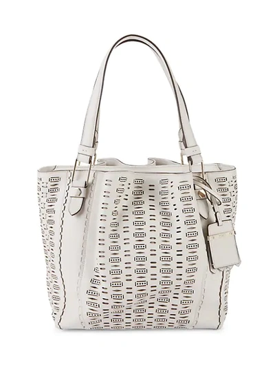 Shop Tod's Piccola Leather Shopper Bag In White