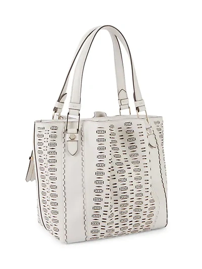 Shop Tod's Piccola Leather Shopper Bag In White