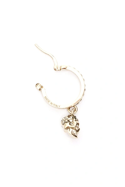Shop Alexander Mcqueen Pave Skull Hoop Earrings In Cr Met L Gold