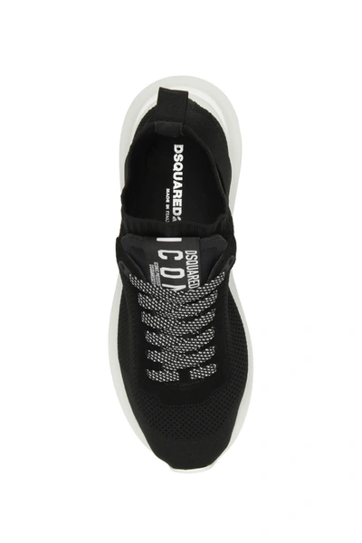 Shop Dsquared2 Speedster Knit Sneakers In Nero Bianco