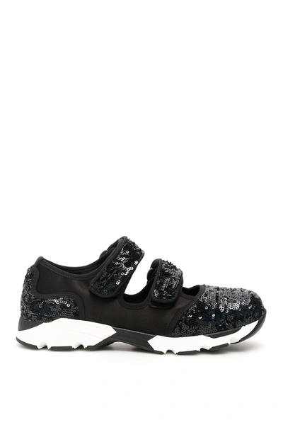Shop Marni Double Velcro Sneakers In Black