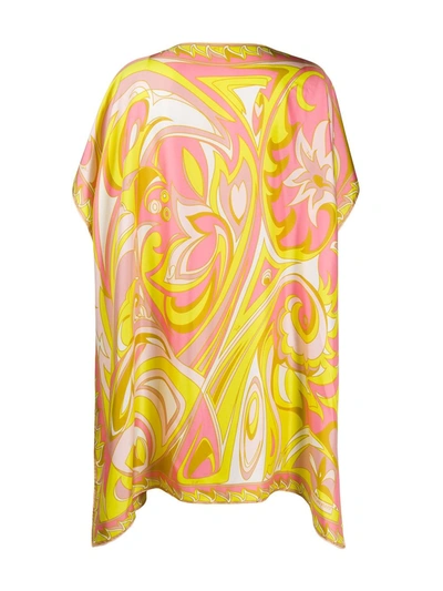 Shop Emilio Pucci Abstract-print Silk Cover-up In Pink