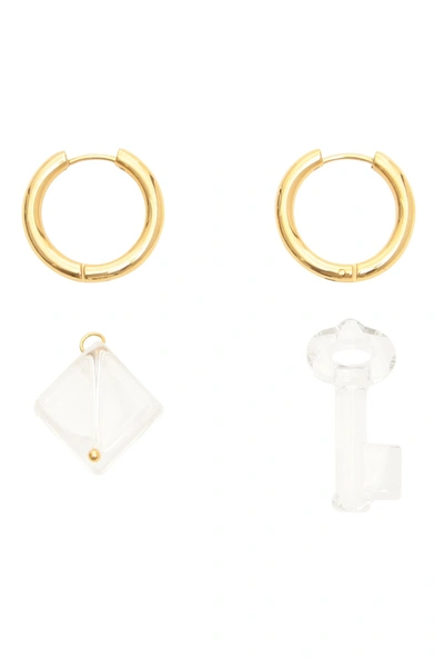 Shop Timeless Pearly Mismatched Earrings In Gold Trasparent