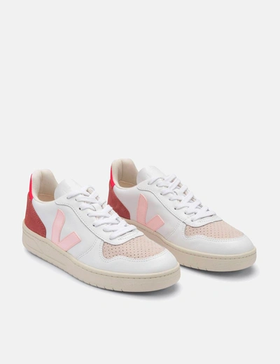 Shop Veja Womens  V-10 Leather Trainers In White