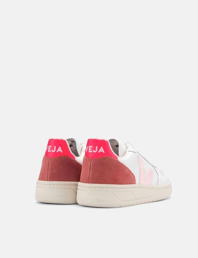 Shop Veja Womens  V-10 Leather Trainers In White