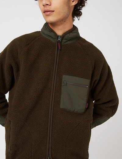 Shop Gramicci Boa Fleece Jacket In Green