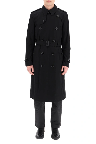 Shop Burberry Kensington Long Trench Coat In Black