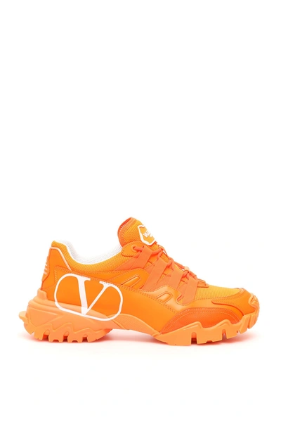 Shop Valentino Garavani Climbers Vlogo Sneakers In Orange Fluo