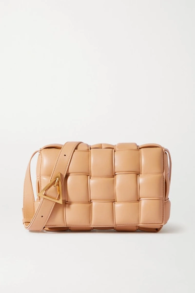 Shop Bottega Veneta Cassette Padded Intrecciato Leather Shoulder Bag In Neutrals