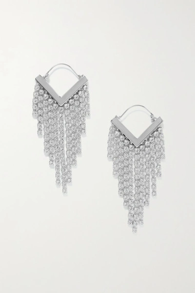 Shop Isabel Marant Melting Silver-tone Crystal Earrings