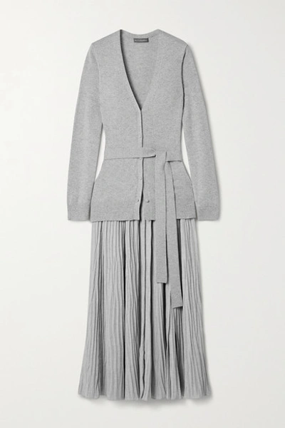 Shop Altuzarra Manuel Belted Knitted Midi Dress In Light Gray