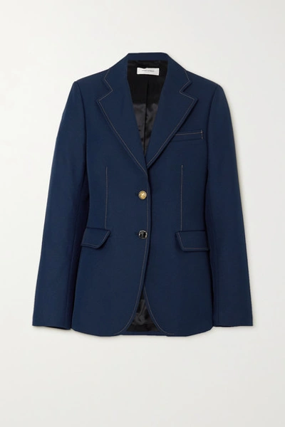 Shop Wales Bonner Blues Topstitched Twill Blazer In Navy