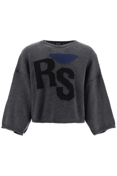 Shop Raf Simons Rs Intarsia Sweater In Grey