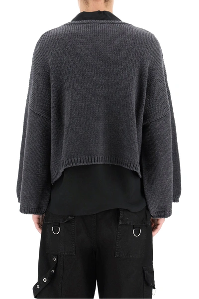 Shop Raf Simons Rs Intarsia Sweater In Grey
