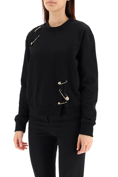 Shop Versace Safety Pin Sweatshirt In Nero
