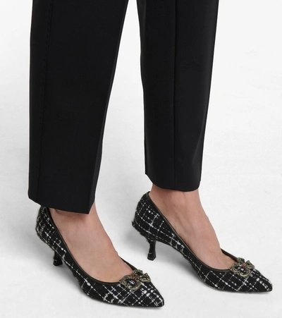 Shop Dolce & Gabbana Lori Embellished Tweed Pumps In Black