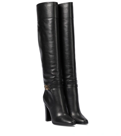 Shop Dolce & Gabbana Leather Over-the-knee Boots In Black