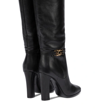 Shop Dolce & Gabbana Leather Over-the-knee Boots In Black