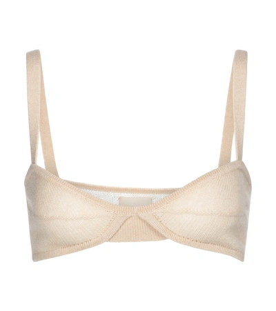 Khaite Eda Knitted Cashmere Bralette In Beige