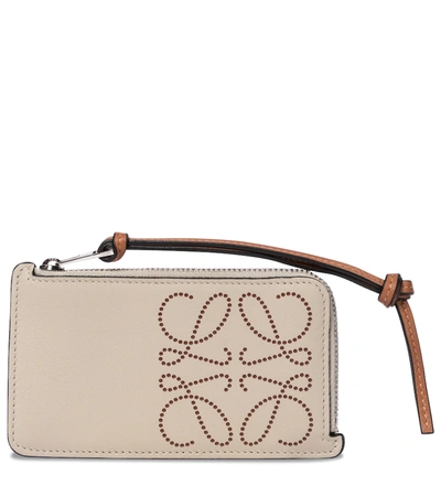 Shop Loewe Anagram Leather Wallet In Beige