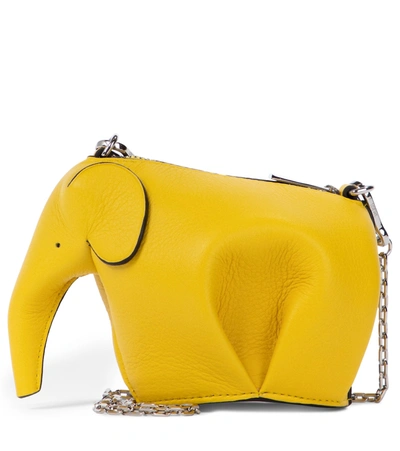 Shop Loewe Elephant Nano Leather Pouch In Yellow