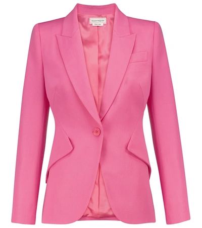 Shop Alexander Mcqueen Virgin Wool Blazer In Pink