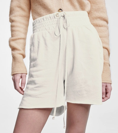 Shop Les Tien Cotton Fleece Shorts In White