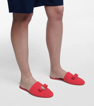 Shop Ferragamo Vara Bow Slippers In Red