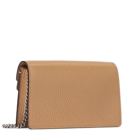 Shop Gucci Dionysus Super Mini Leather Shoulder Bag In Brown